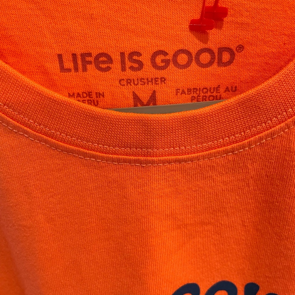 Life is Good FLOUR POWER Long sleeve orange Crusher T shirt Medium NEW w tag - Picture 3 of 8